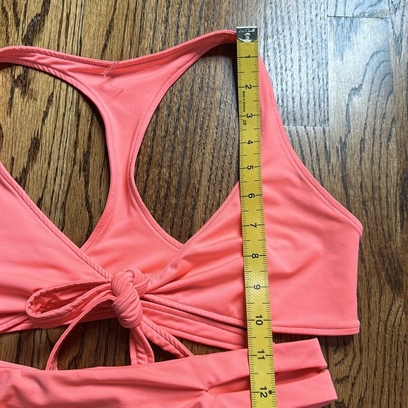 L Space Bright Orange Pink Coral Bikini Tie Top & Bottom S/M - Picture 11 of 11